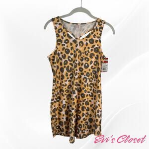 Girls' Animal Knit Jersey Cover Up Dress - Cat & Jack Grey Orange XL 14 NWT